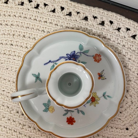 Haviland Limoges Porcelain Shalimar Chamber Candlestick Red Gold Trim, France - Picture 2 of 10